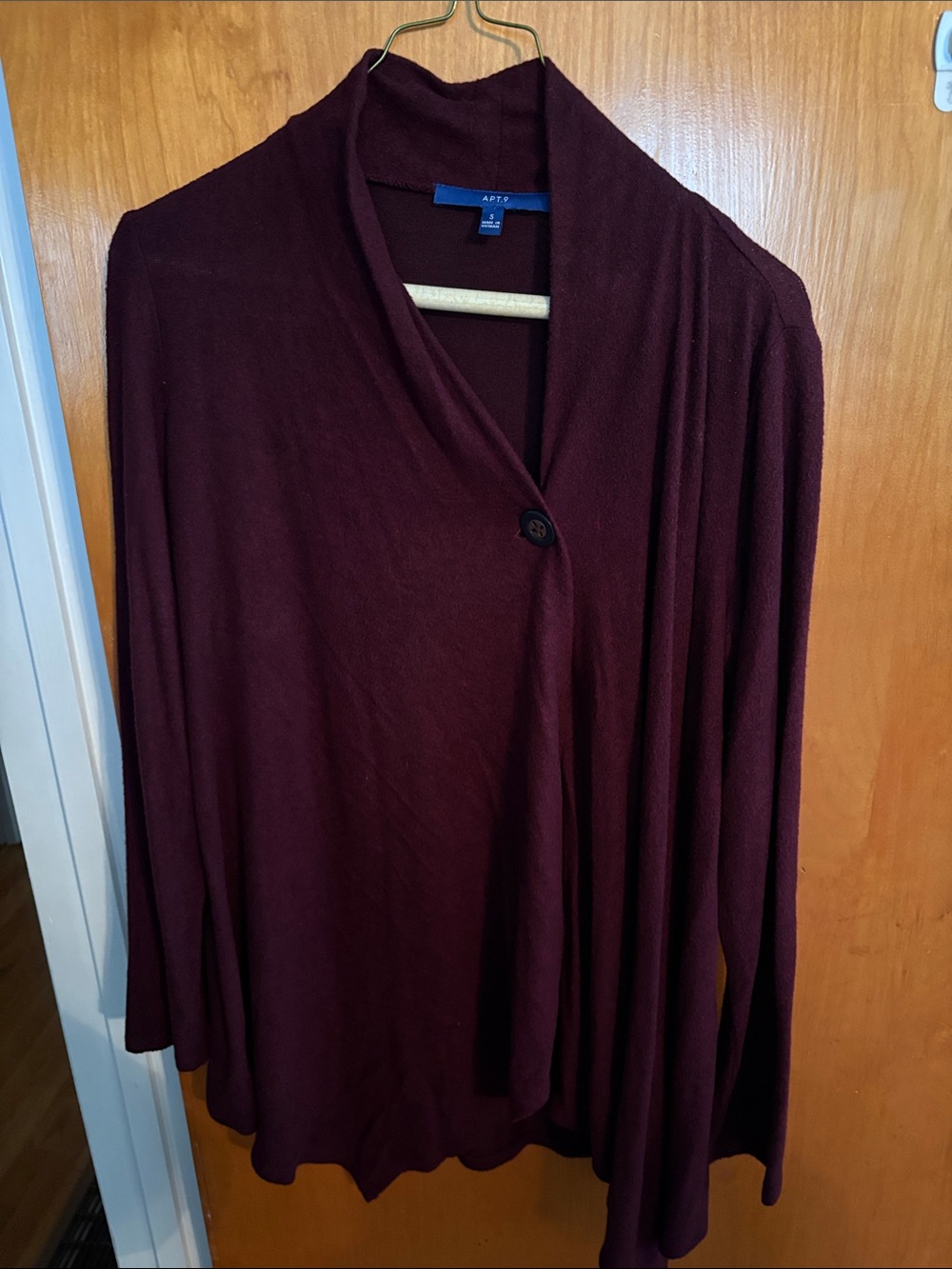 Apt. 9 Women's Burgundy Draped Single-Button Cardigan